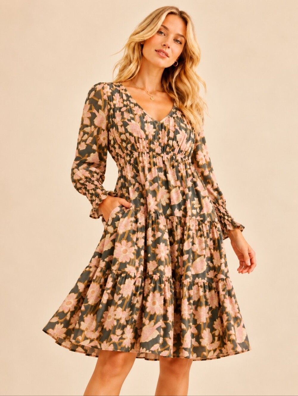Let Me Be Anthropologie Floral Tiered Boho Dress 1X Bohemian gypsy cottagecore